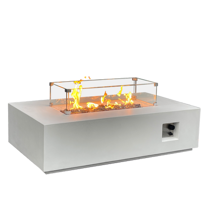 52-Inch Antique White Concrete Propane Fire Pit Table