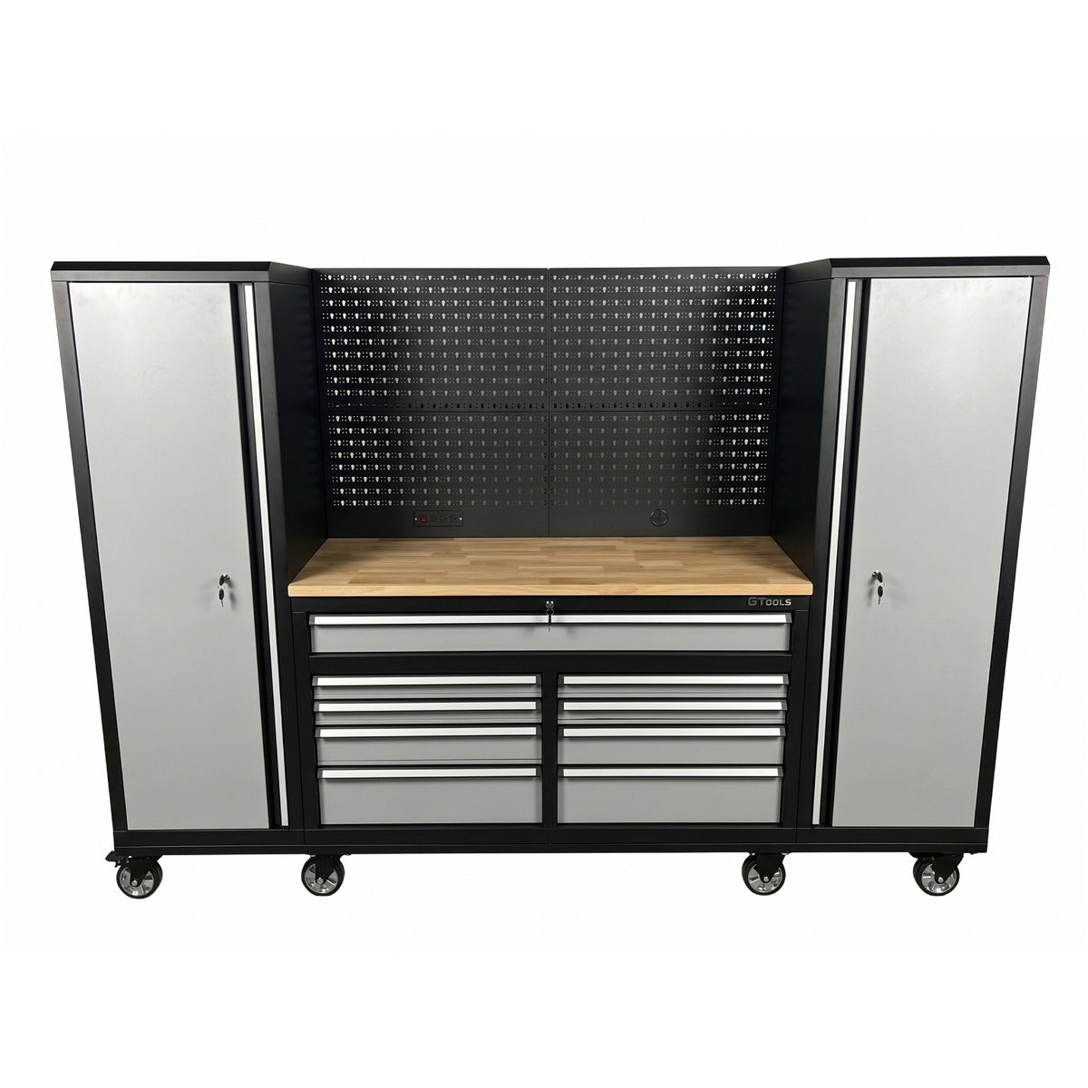 GTools USA 100-Inch Rolling Tool Chest Workstation with Bench Top and Side Cabinets