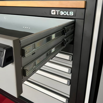 GTools USA 100-Inch Rolling Tool Chest Workstation with Bench Top and Side Cabinets