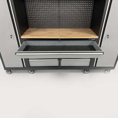 GTools USA 100-Inch Rolling Tool Chest Workstation with Bench Top and Side Cabinets