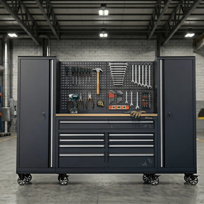 GTools USA 100-Inch Rolling Tool Chest Workstation with Bench Top and Side Cabinets
