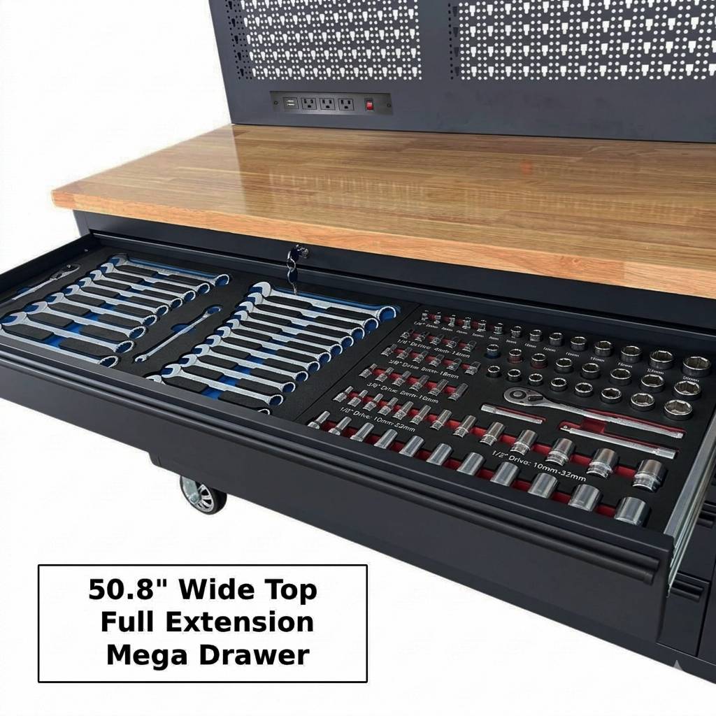 GTools USA Overhead Pro 72-Inch Rolling Tool Chest, 14 Drawers, 79" H × 25" D