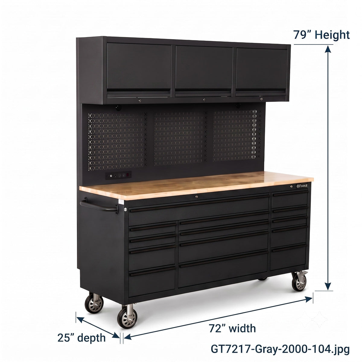 GTools USA Overhead Pro 72-Inch Rolling Tool Chest, 14 Drawers, 79" H × 25" D