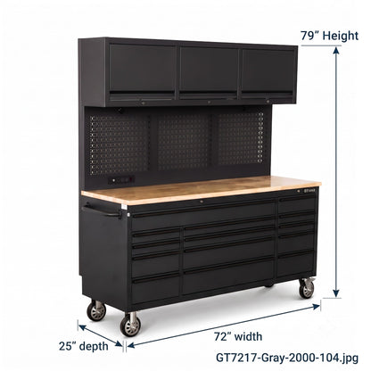 GTools USA Overhead Pro 72-Inch Rolling Tool Chest, 14 Drawers, 79" H × 25" D