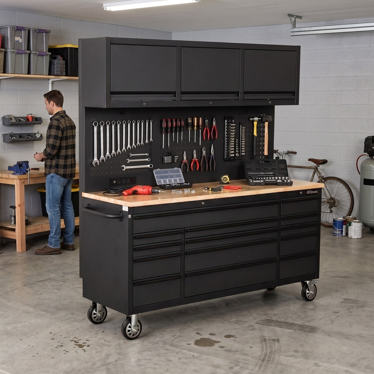 GTools USA Overhead Pro 72-Inch Rolling Tool Chest, 14 Drawers, 79" H × 25" D