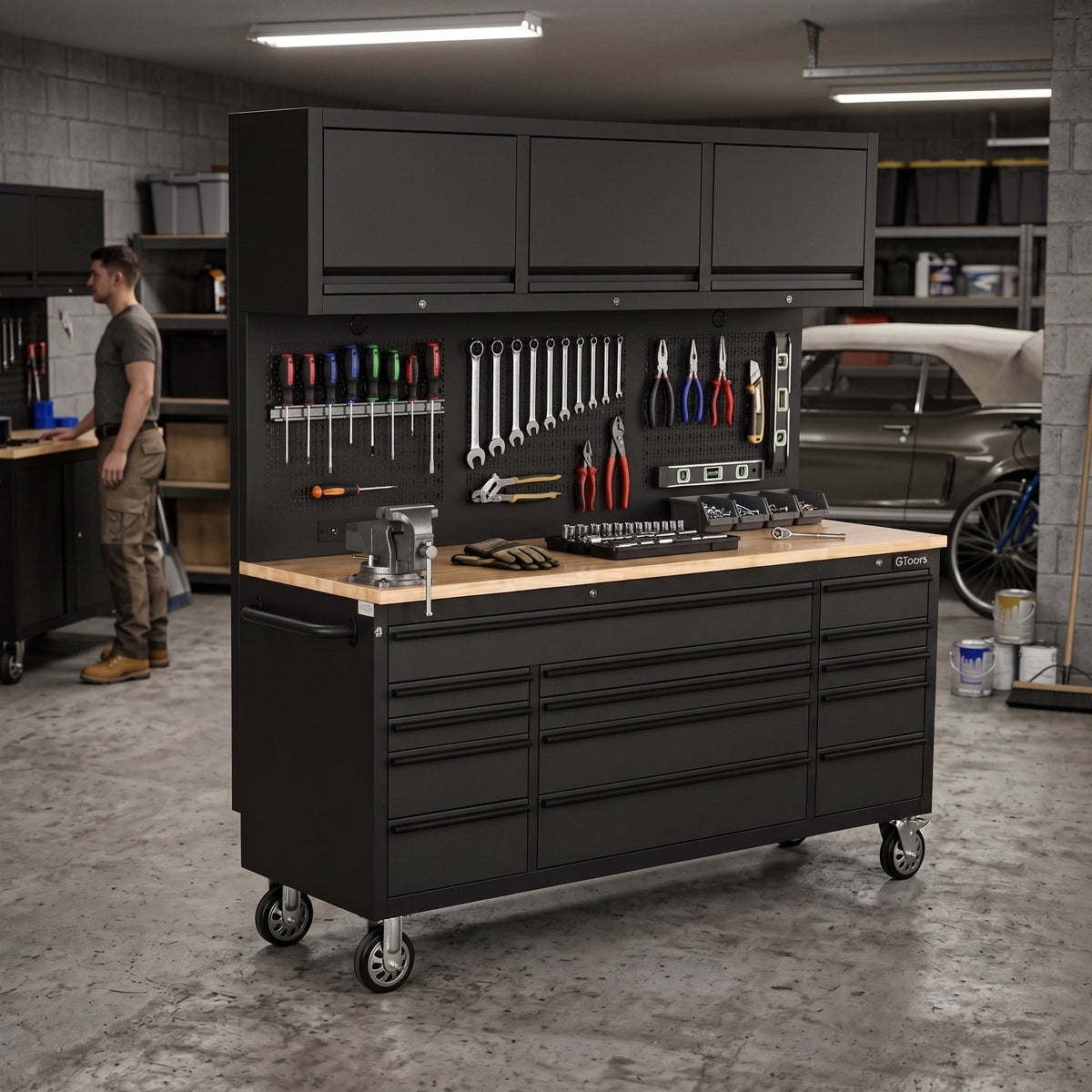 GTools USA Overhead Pro 72-Inch Rolling Tool Chest, 14 Drawers, 79" H × 25" D