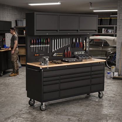 GTools USA Overhead Pro 72-Inch Rolling Tool Chest, 14 Drawers, 79" H × 25" D