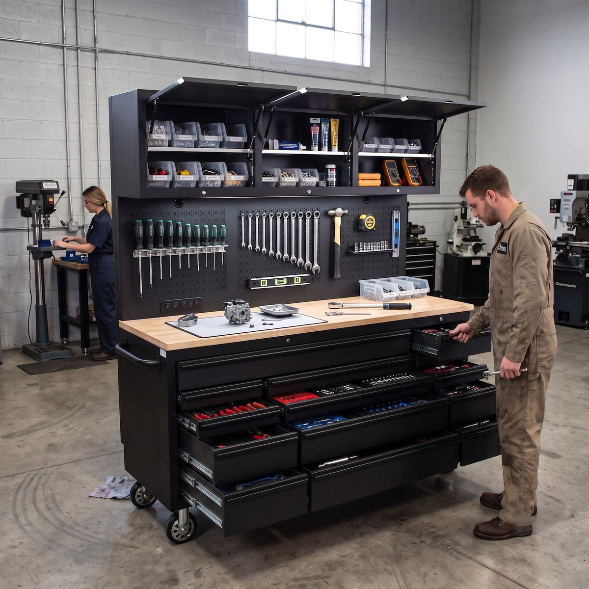 GTools USA Overhead Pro 72-Inch Rolling Tool Chest, 14 Drawers, 79" H × 25" D