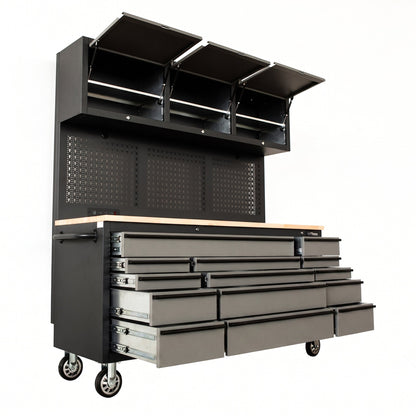 GTools USA Overhead Pro 72-Inch Rolling Tool Chest, 14 Drawers, 79" H × 25" D