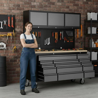 GTools USA Overhead Pro 72-Inch Rolling Tool Chest, 14 Drawers, 79" H × 25" D