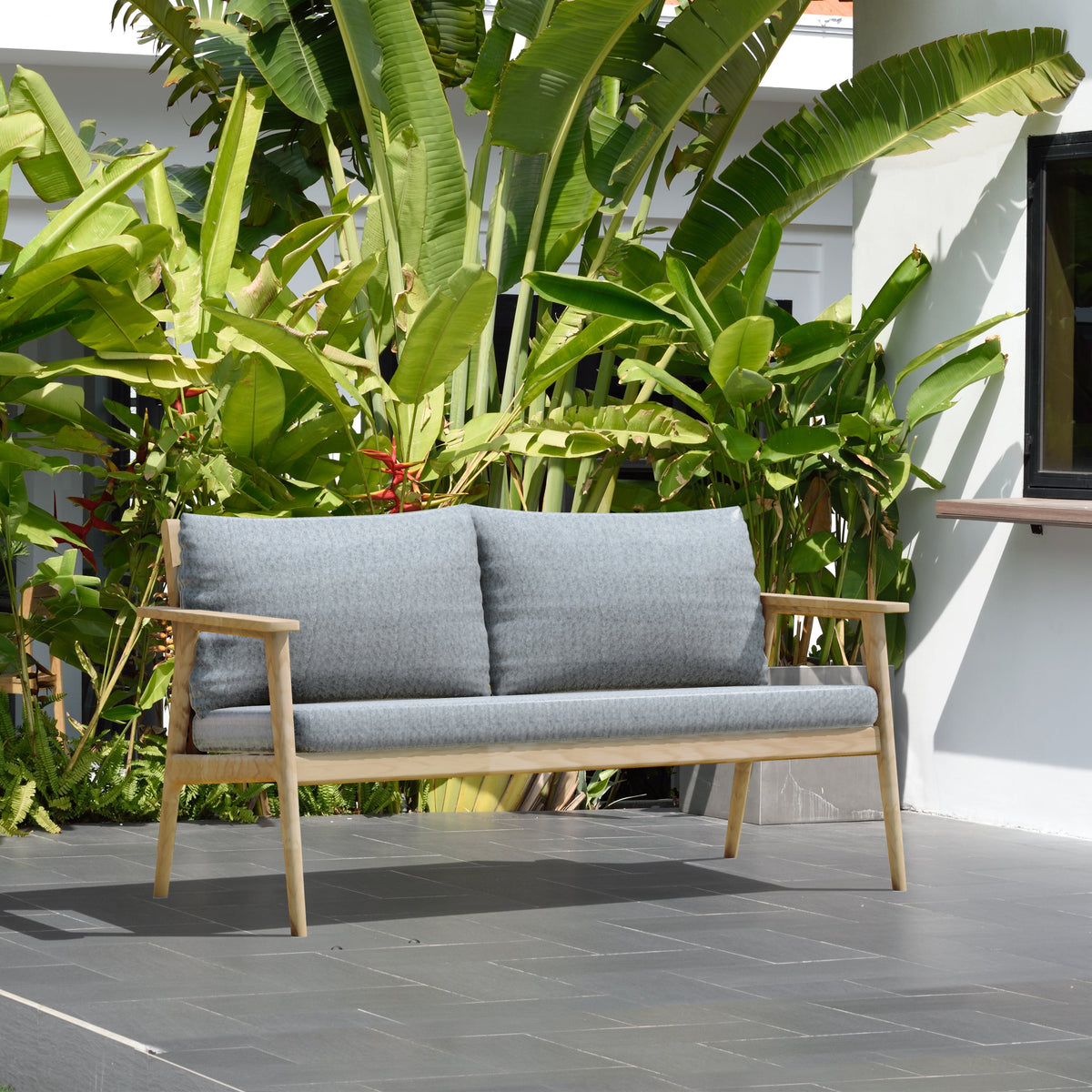 LifestyleGarden Eve FSC Teak Outdoor Conversation Set with Cushions