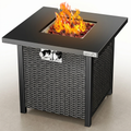 Outdoor Fire Pit Table Built for Year-Round Use, 40,000 BTU Propane, Square Metal Design, 28 Inch