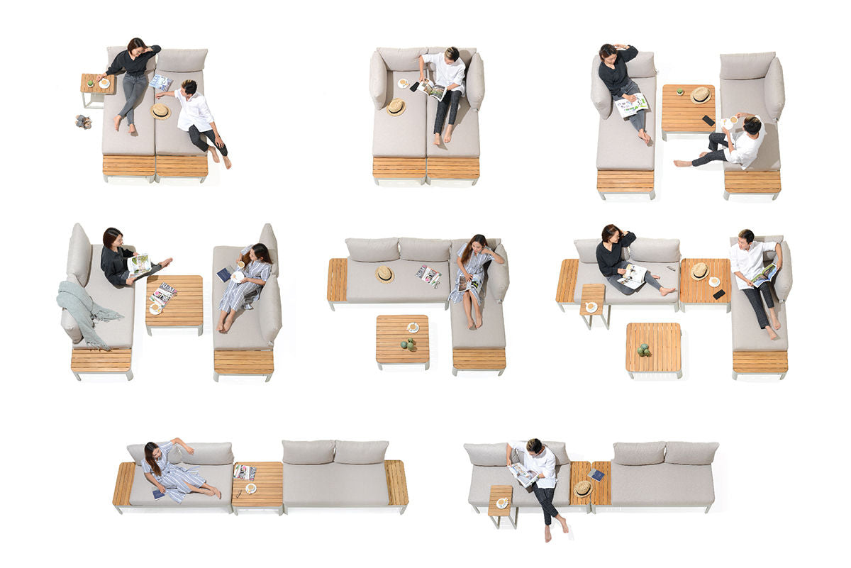 LifestyleGarden Portals Teak and Aluminum Modular Sofa 3pc Set