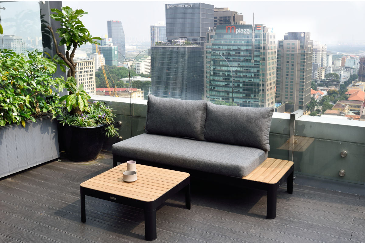 LifestyleGarden Portals Teak and Aluminum Modular Sofa 3pc Set