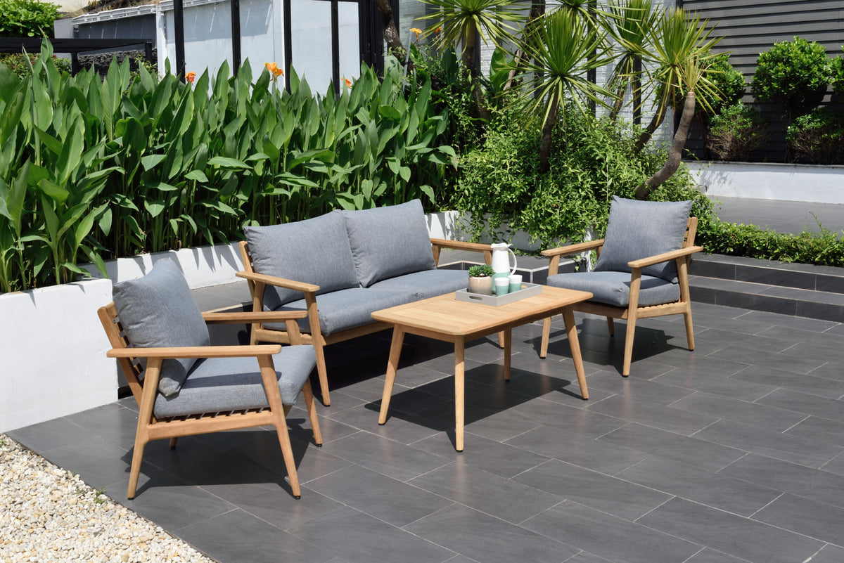 LifestyleGarden Eve FSC Teak Outdoor Conversation Set with Cushions