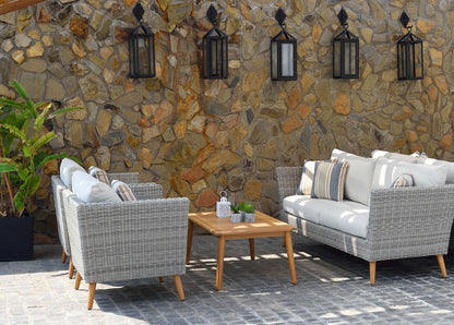 LifestyleGarden Panther Outdoor Patio Wicker and FSC Wood Seating Set