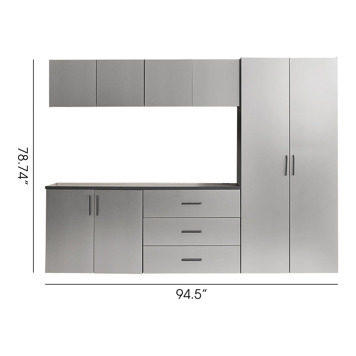 Klair Living Astro Series Garage Cabinet Set B, Soft-Closing Drawers, Metallic Gray