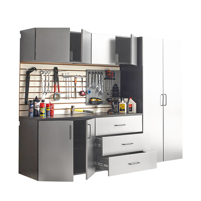 Klair Living Astro Series Garage Cabinet Set B, Soft-Closing Drawers, Metallic Gray