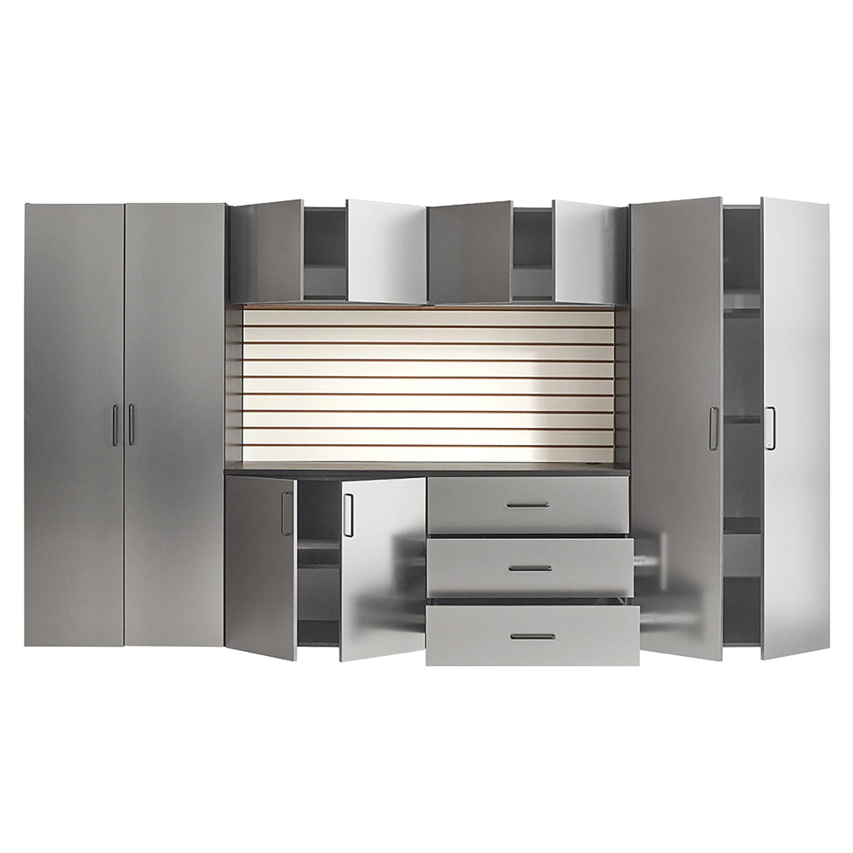 Klair Living Astro Series Garage Cabinet Set A, Soft-Closing Drawers, Metallic Gray