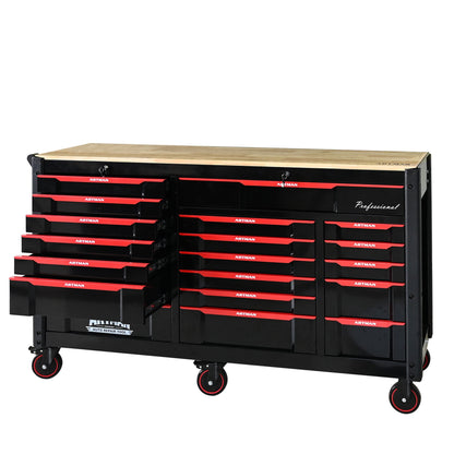 ARTMAN 19-Drawer Heavy-Duty Mobile Tool Cart, Black and Red