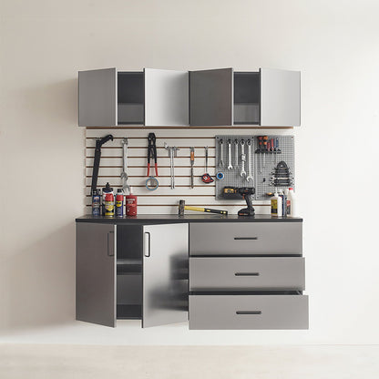 Klair Living Astro Series Garage Cabinet Set C, Soft-Closing Drawers, Metallic Gray