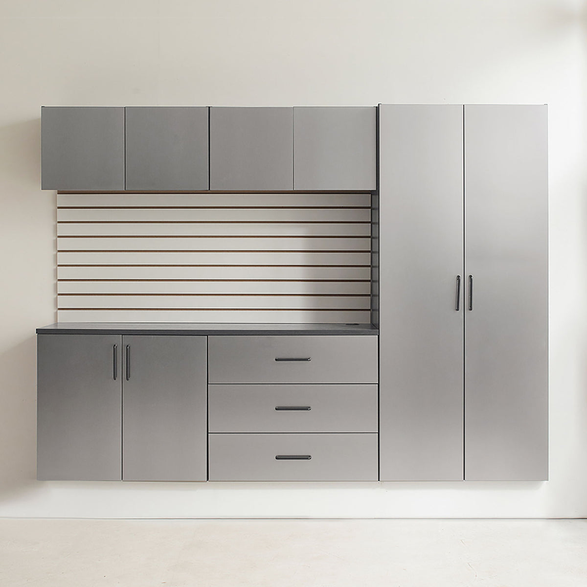 Klair Living Astro Series Garage Cabinet Set B, Soft-Closing Drawers, Metallic Gray