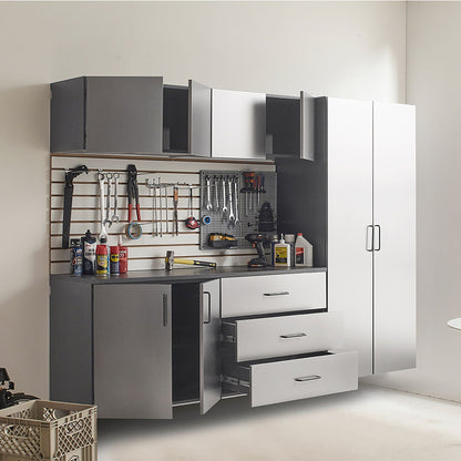 Klair Living Astro Series Garage Cabinet Set B, Soft-Closing Drawers, Metallic Gray